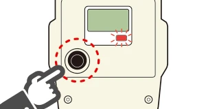 ガスメーターの復帰ボタンを押すイラスト
